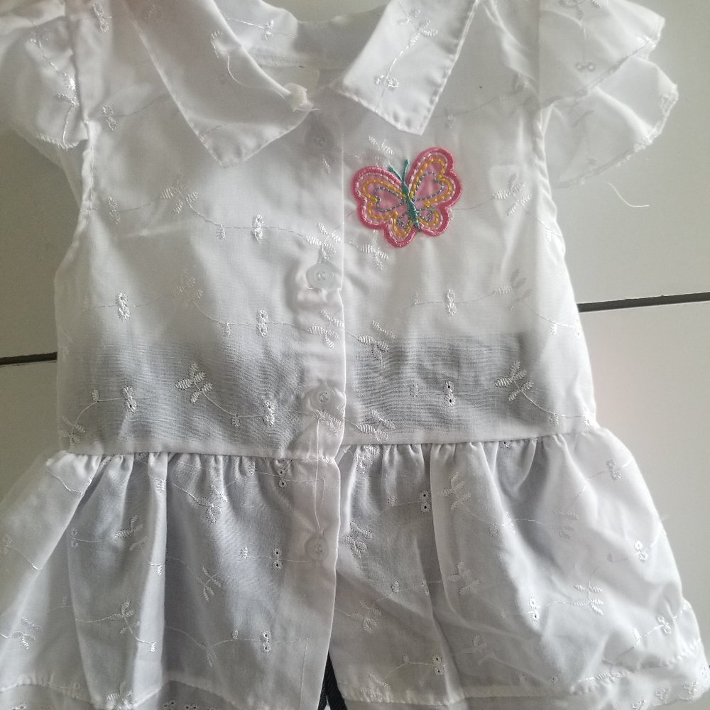 Girls toddler white shirt and blue pants
